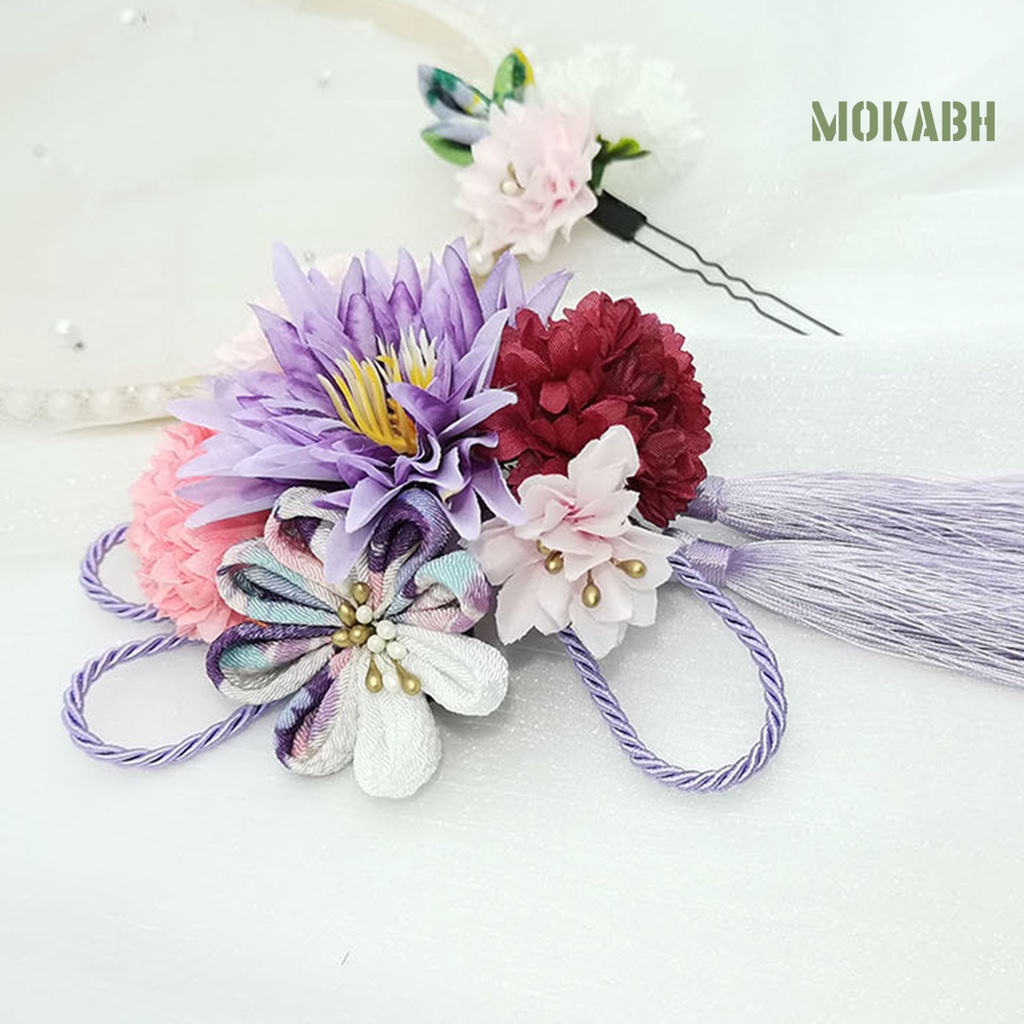 Bộ 2 Kẹp Tóc Họa Tiết Hoa Nhiều Màu Sắc Phong Cách Nhật Bản