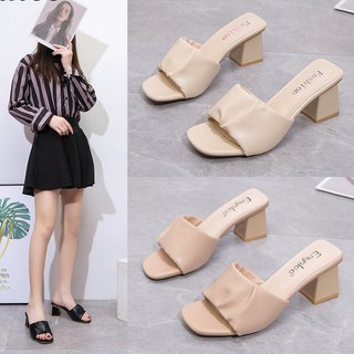 Xăng đan Cao Gót Mũi Vuông Phong Cách Hàn Quốc Mới