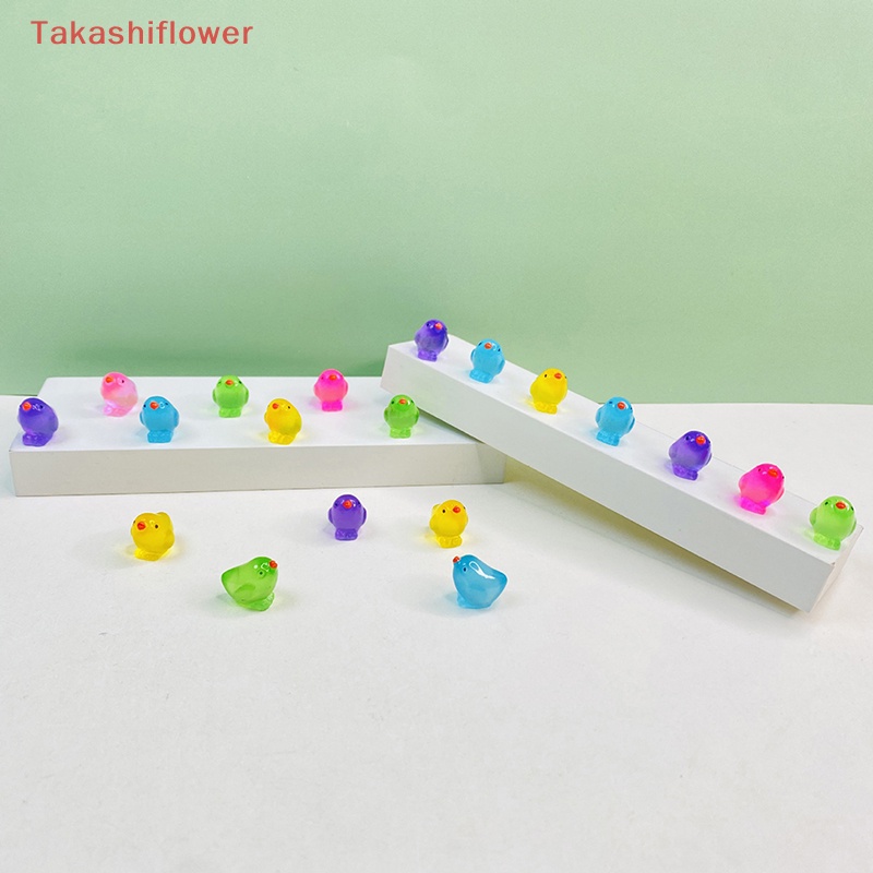 Set 5 Chú Gà Con Mini Màu Dạ Quang Dễ Thương Trang Trí Tiểu Cảnh DIY