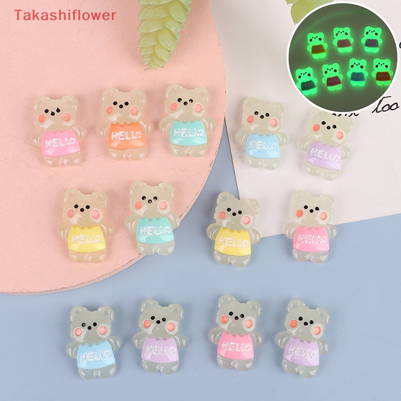 Bộ 2 Gấu Bông Mini Bằng Nhựa Phát Quang DIY Trang Trí Nhà Búp Bê