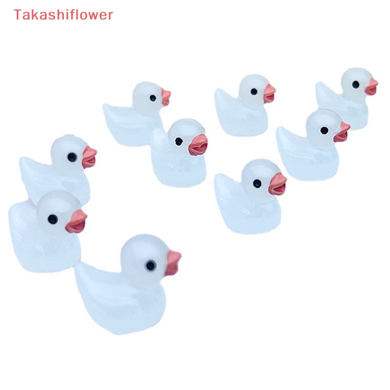 Bộ 5 Đồ trang trí Vịt Mini Bằng Resin Màu Dạ Quang Trang Trí Nhà Búp Bê