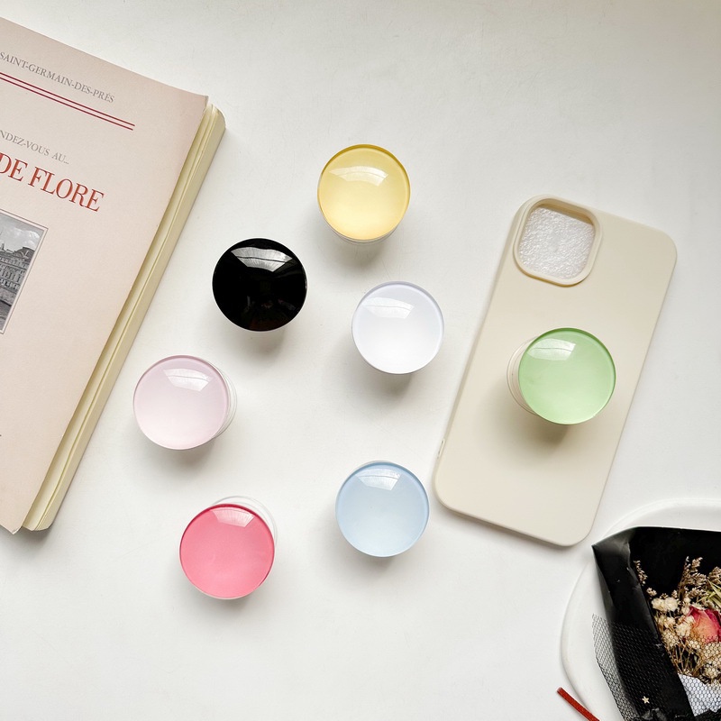 Giá Đỡ Điện Thoại Hình Tròn Bằng Kính Màu Trơn Tiện Dụng