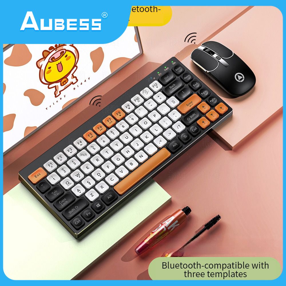Aubess Km02 Bluetooth Ba-Chế Độ Bàn Phím Không Dây Chuột Combo USB Có Dây Cơ Khí Cảm Thấy Bàn Phím RGB Chống-Bóng Bóng Bóng Bàn Phím Chơi Game Cơ Khí Cho PC Máy Tính Để Bàn Không Thấm Nước Gamer