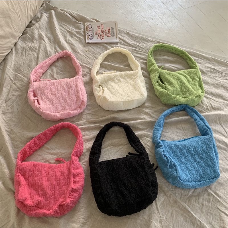 Túi Xách Đeo Dưới Cánh Tay Chất Liệu niche nylon Thiết Kế Xếp Nếp Nhỏ Gọn Dễ Phối Đồ Cho Nữ