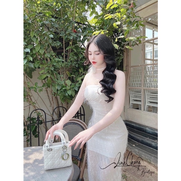 Đầm 2 Dây Body Lông Có Lót + Vòng Cổ Hoa alohashop91