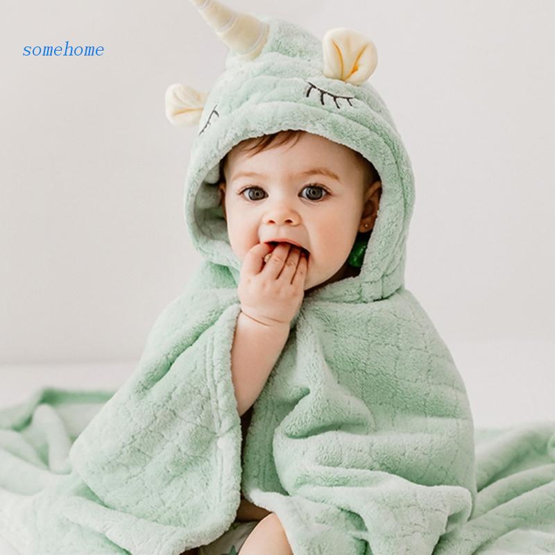 Khăn Tắm Bằng Vải Nhung Nhanh Khô Thấm Hút Tốt In Họa Tiết Hoạt Hình Xinh Xắn Cho Bé