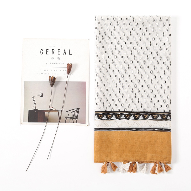 Khăn Choàng Chống Nắng Phối Tua Rua Đơn Giản Phong Cách Dân Tộc Cổ Điển Mới