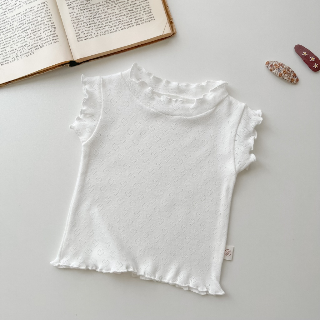 Áo Sát Nách Họa Tiết Trái Tim Khoét Lỗ Đơn Giản Thời Trang Mùa Hè Cho Bé Gái QV89