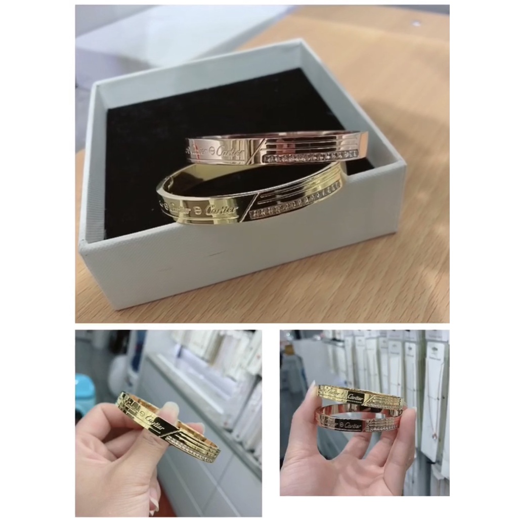 CARTIER Vòng Đeo Tay Bằng Thép Titan Họa Tiết Chữ T Dễ Thương Bắt Mắt
