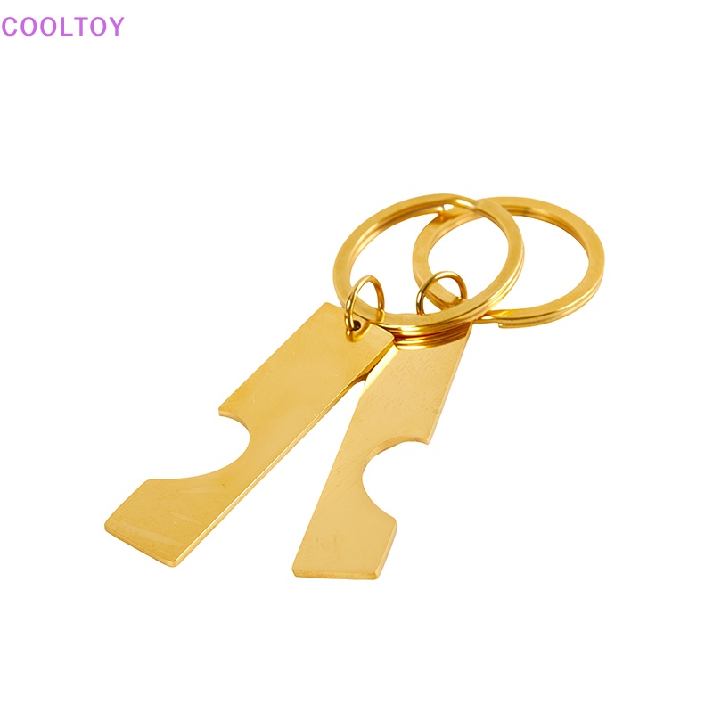 Set 2 Móc Khóa Ghép Hình Trái Tim Bằng Thép Không Gỉ Mặt Kính Độ Bóng Cao