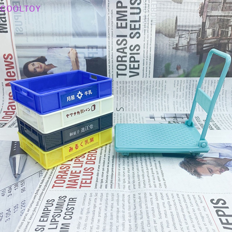 Mô Hình Xe Đẩy Mua Sắm Mini Tỉ Lệ 1 / 12 Trang Trí Nhà Búp Bê