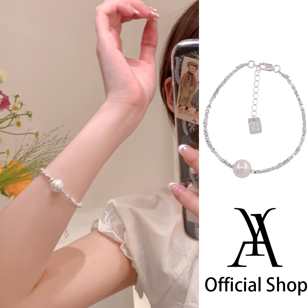 Vòng Tay Chuỗi Hạt Ngọc Trai Bằng Bạc Thời Trang Cho Nữ