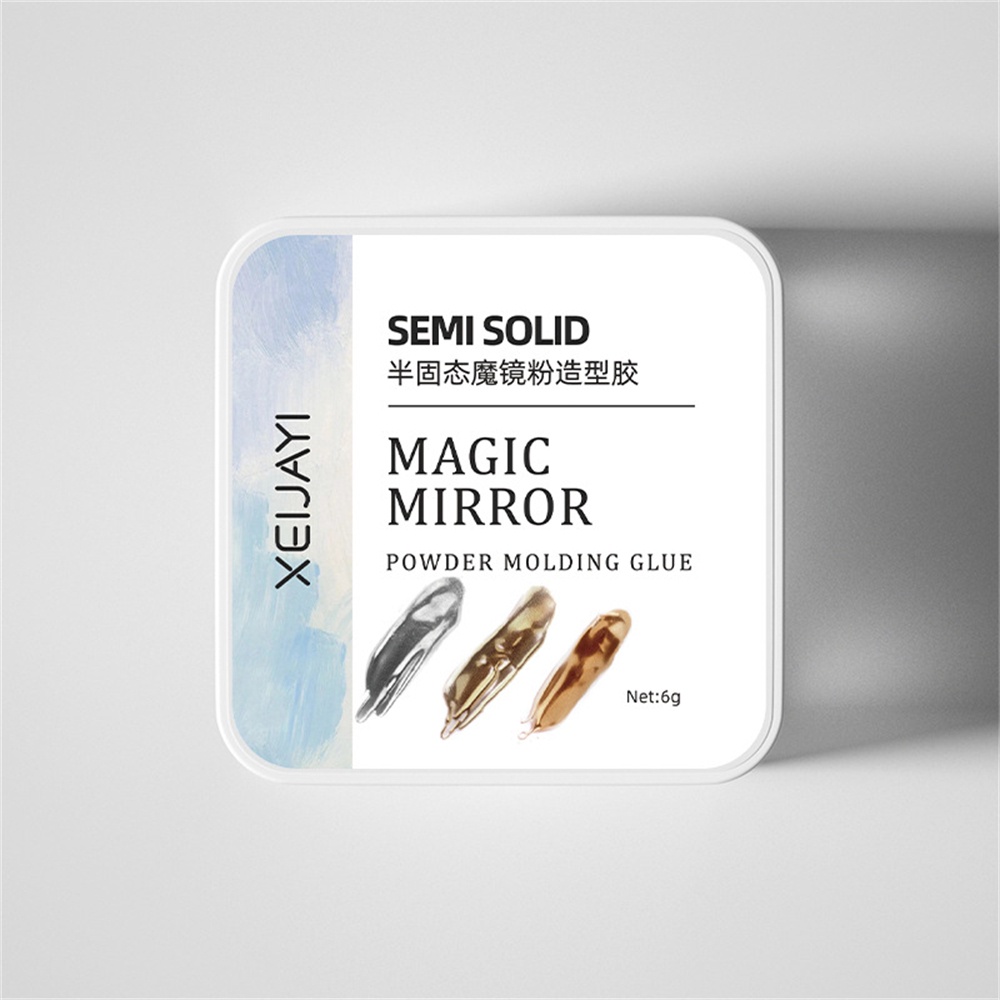 Chất kết dính đúc khuôn bán rắn trong suốt Gel nghệ thuật làm móng tay Magic Mirror Powder UV Model Gel ManicureXEIJAYI Đóng hộp bán rắn Magic Mirror Powder Moulding Dính đa chức năng