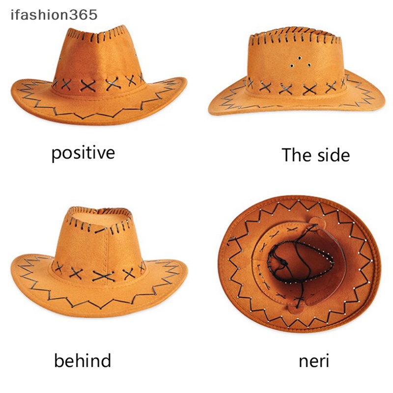 Mũ Cao Bồi Giả Da Vành Rộng Thời Trang Phương Tây ifashion365