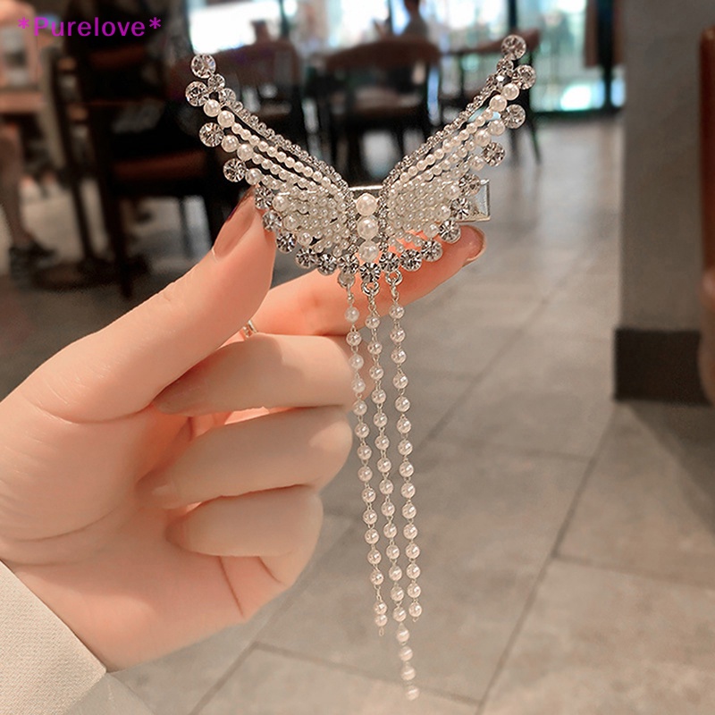 Kẹp Tóc Hình Cánh Bướm Đính Ngọc Trai Xinh Xắn Cho Nữ Mới