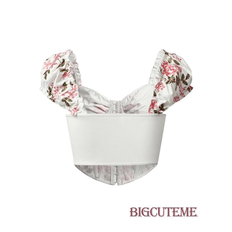 Áo Lửng Ngắn Tay Thêu Hoa Gợi Cảm Dành Cho Nữ