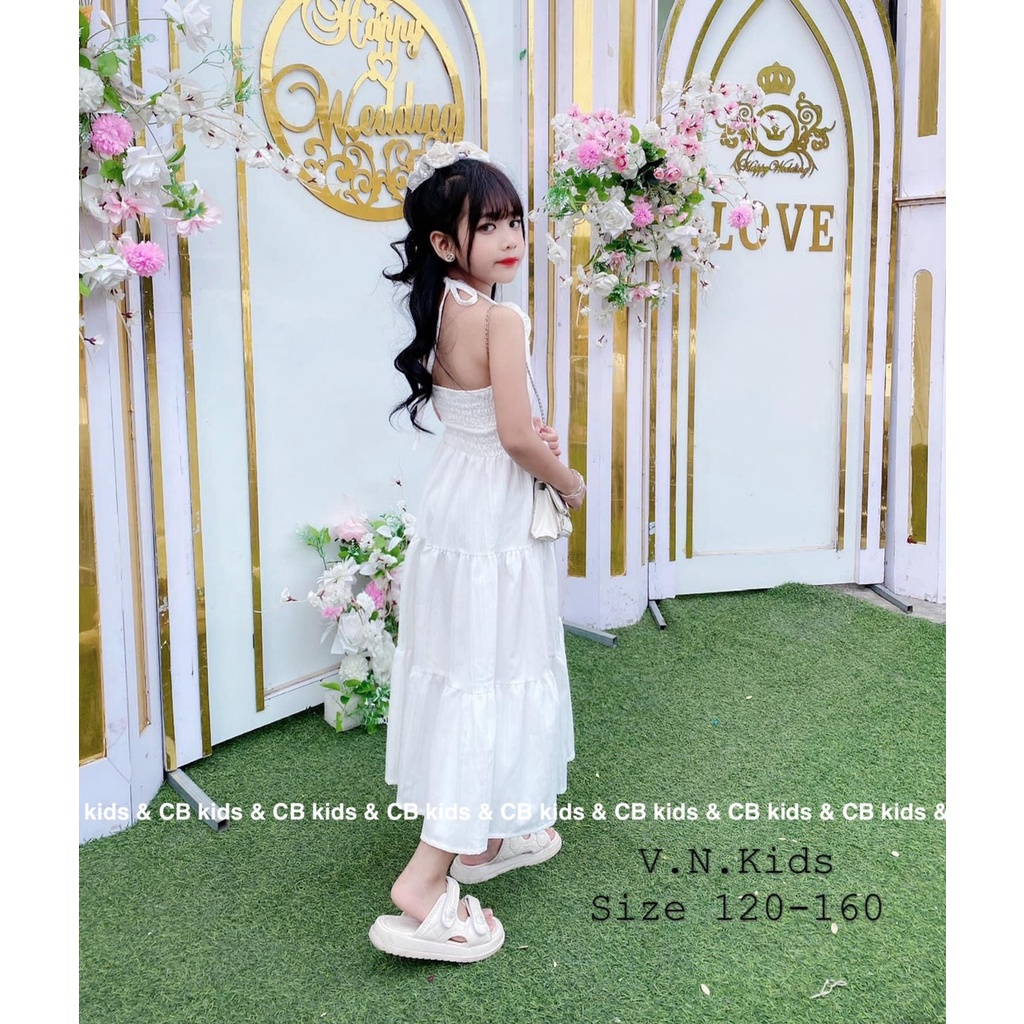 Váy Maxi cổ yếm xinh cho Bé đón hè 17-40kg