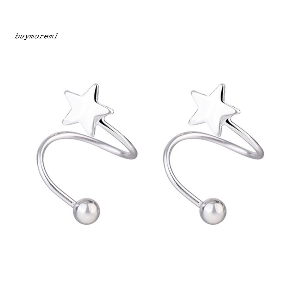 1 Đôi Khuyên Tai Hình Ngôi Sao Năm Cánh Màu Trơn Thời Trang Cho Nữ