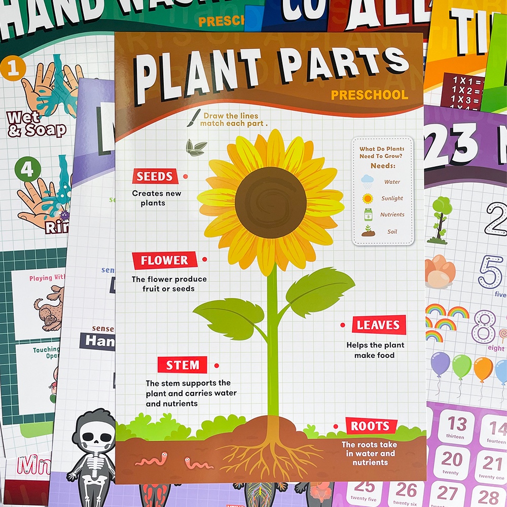 Set 12 Tấm Poster Hình Biểu Tượng Cảm Xúc Tiếng Anh Giáo Dục Sớm Cho Bé