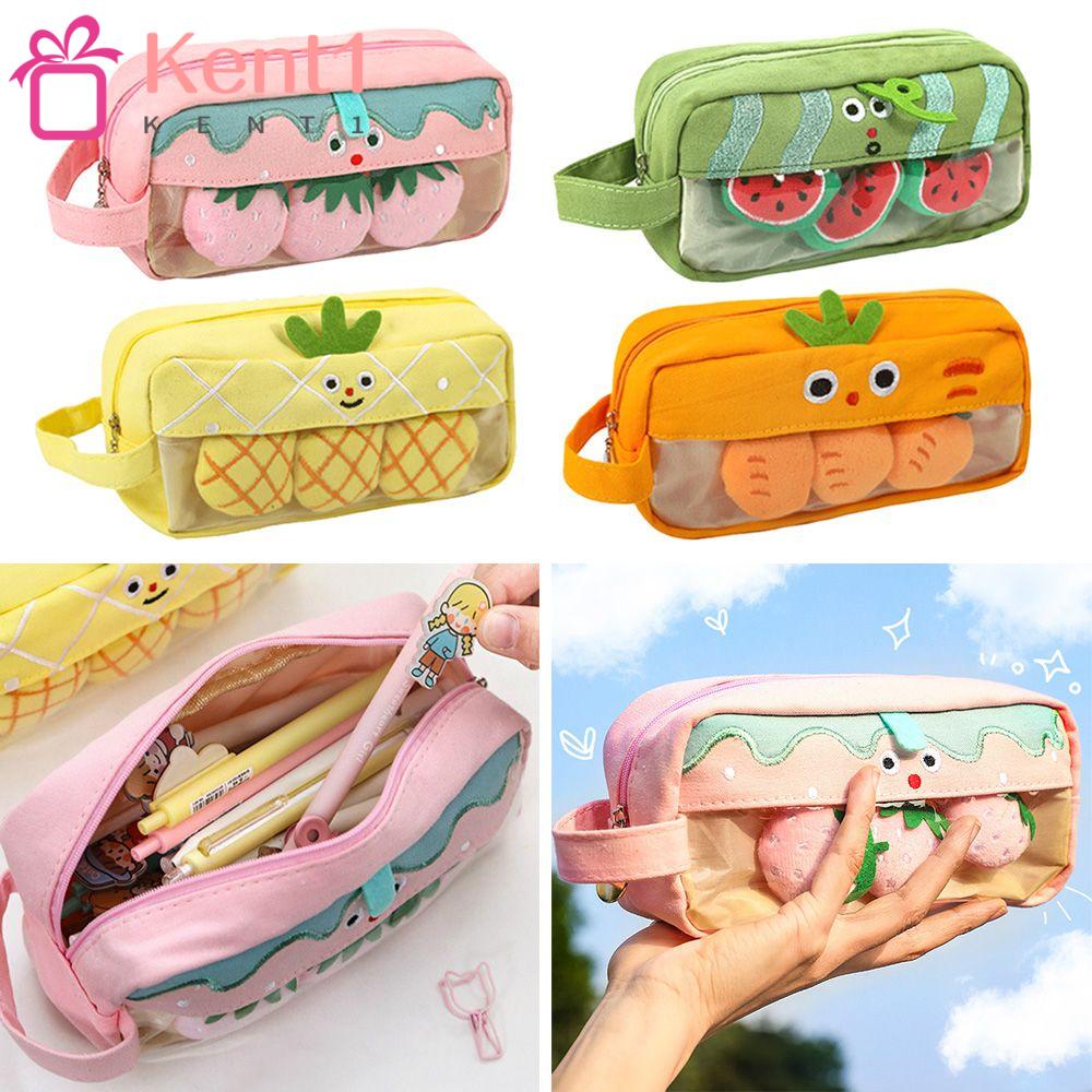 Túi Đựng Bút Bằng Vải Canvas Thiết Kế Hình Học Xinh Xắn Hiệu Kat1