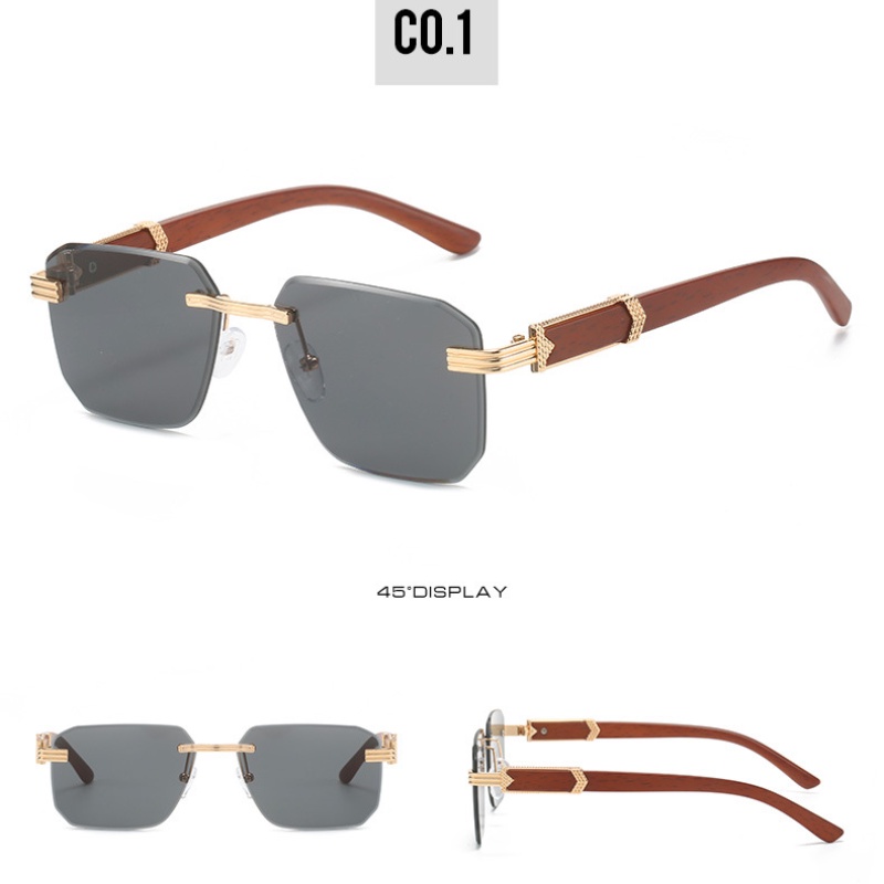 Kính Mát Gọng Gỗ Hình Chữ Nhật Thời Trang Cho Nam Nữ