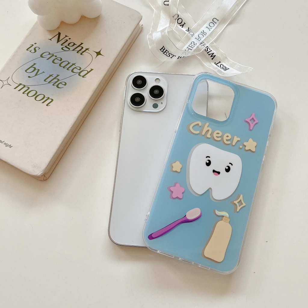 Ốp Điện Thoại TPU Mềm Trong Suốt Hai Mặt Chống Sốc Họa Tiết Hoạt Hình Dễ Thương Cho iPhone 14 13 12 11 Pro Max