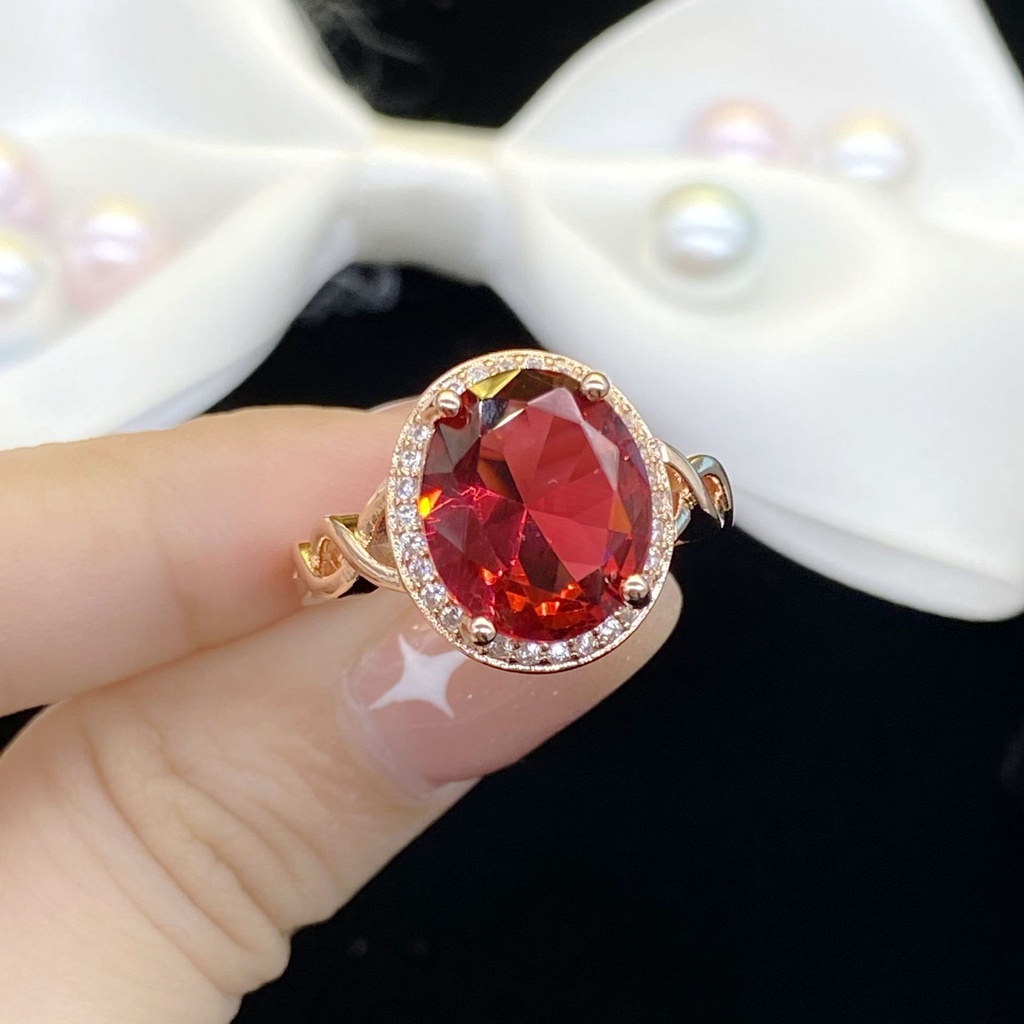 ♥ Hàng Mới Về Mới Nhẫn Đính Đá Rubellite Hình Oval Nhiều Màu Thời Trang Cao Cấp Cho Nữ