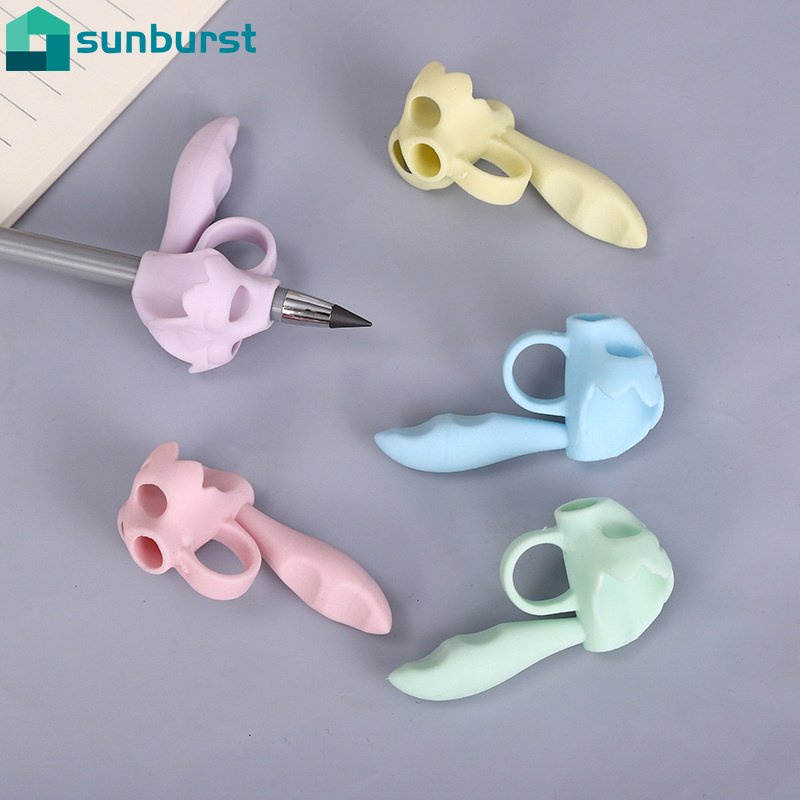 Giá Đỡ Bút Chì Bằng Silicon Năm Ngón Chống Mòn Chỉnh Sửa Tư Thế Ngón Tay Cho Trẻ Em 6-12 Tuổi