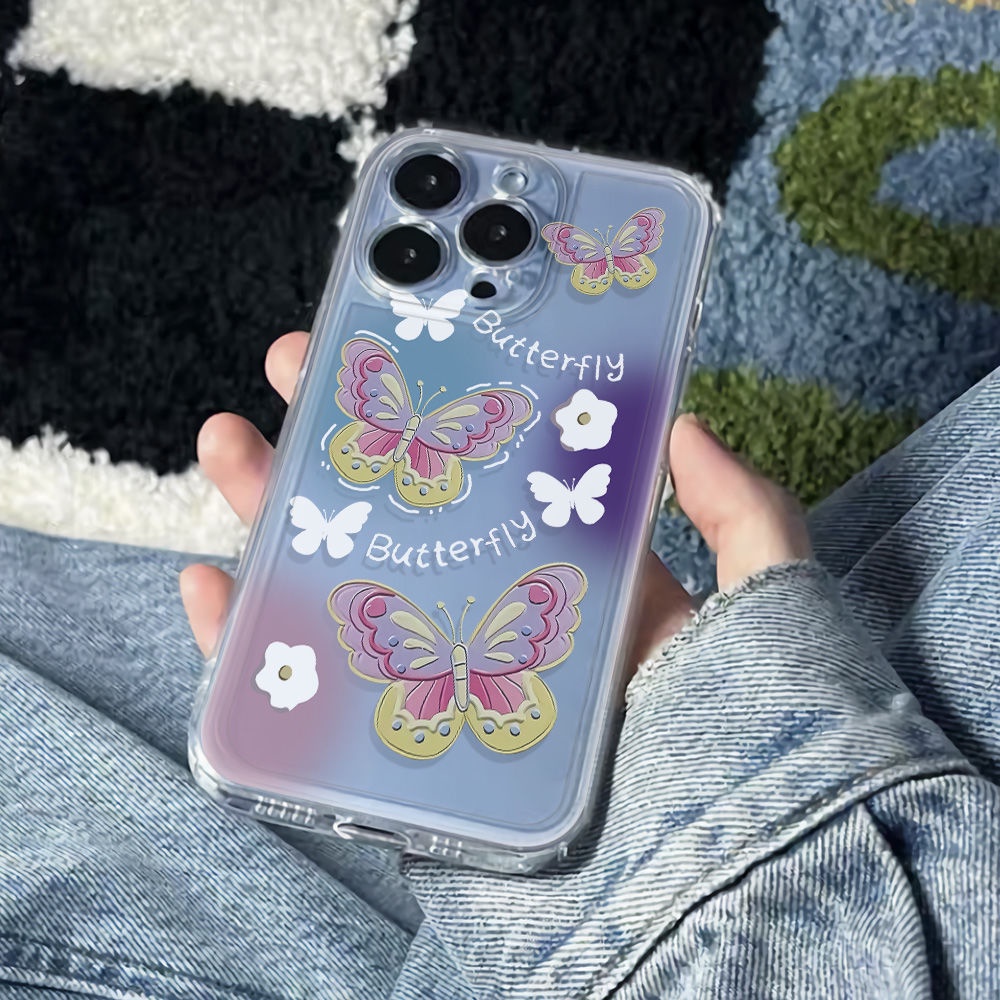✅Ốp Điện Thoại Mềm Chống Sốc Họa Tiết Bướm Đơn Giản Cho iPhone1213 14pro78max 116Inch QD8X