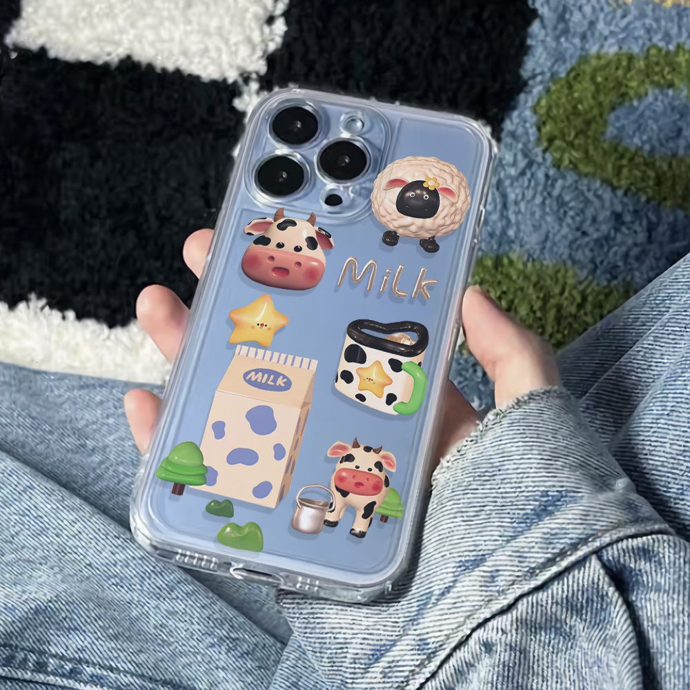 ✅Ốp Điện Thoại Mềm Chống Sốc Họa Tiết Cây Bò Sữa Cho Apple Iphone 13iPhone1278max 6In14Pro plus11 CGZ1