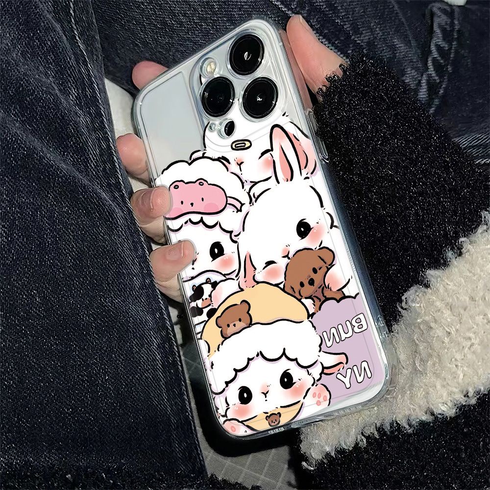 ✅Ốp Điện Thoại Mềm Chống Sốc Họa Tiết Chú Cừu Mặc Đồ Ngủ 4 Túi Cho Iphone 1113plus 78 12 14Promax 6In