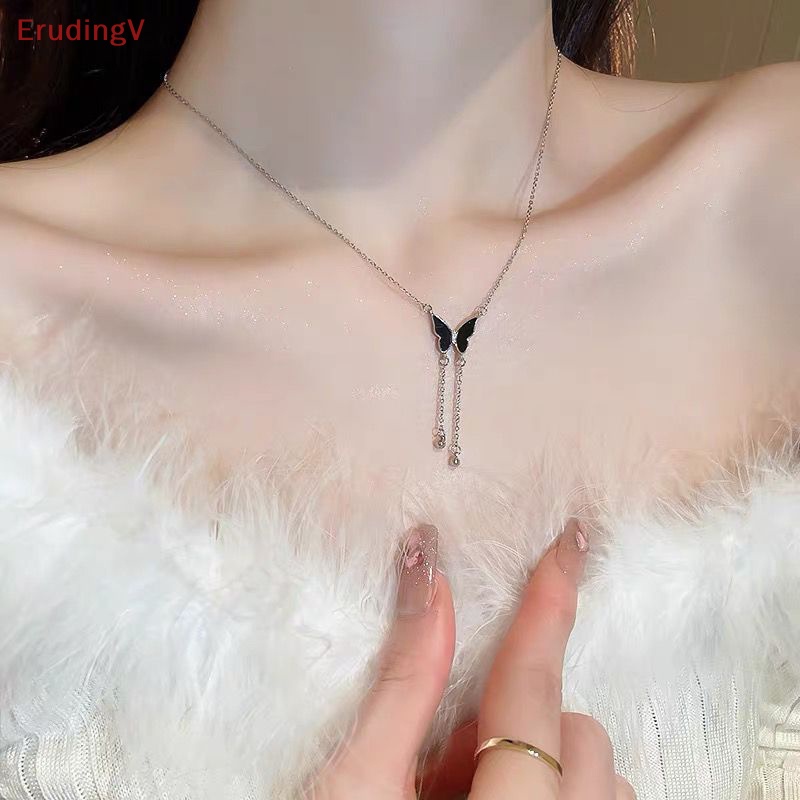 [ErudingV] Vòng cổ Nhiều Lớp Tua Rua Hình Bướm Đen Phong Cách Retro Cá Tính Thời Trang Dành Cho Nữ [Mới]