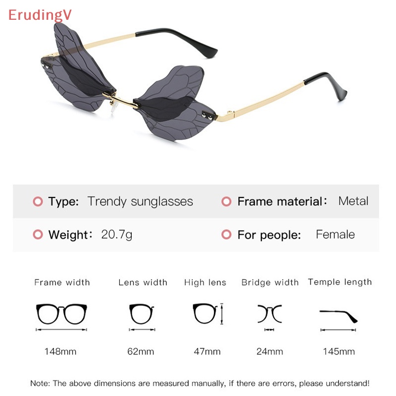 1 Kính Mát Không Vành Hình Chuồn Chuồn Nhiều Màu Sắc Thời Trang Dự Tiệc Cho Nữ