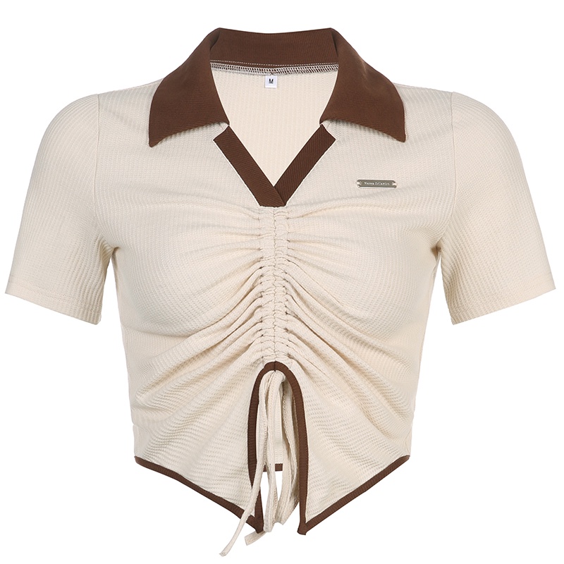 Áo Thun Polo Tay Ngắn Chất Liệu Cotton Phong Cách Hàn Quốc Thời Trang Cho Nữ