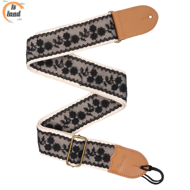 Dây Đeo Vai Họa Tiết Ren Vintage Kèm Miếng Gảy Cho Đàn Guitar Bass Điện Acoustic