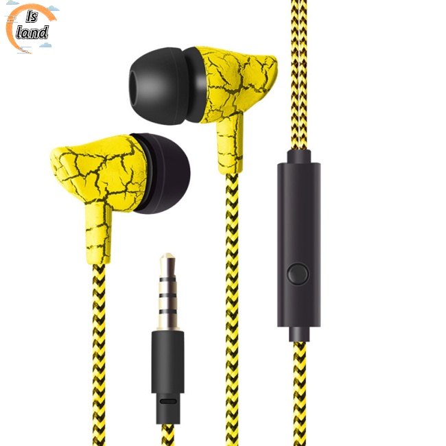 Tai Nghe Nhét Tai Jack 3.5mm Có Micro Thiết Kế Dây Bện Thời Trang