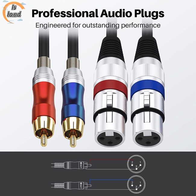 Dây Cáp Âm Thanh Xlr Kép 3-pin Sang Dual Rca