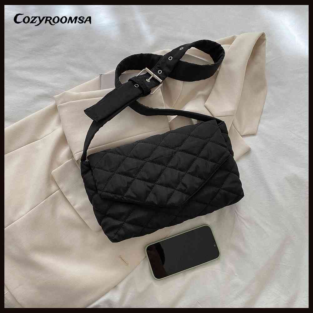 Túi Đeo Chéo Chất Liệu Nylon Cotton Chần Bông Thời Trang Mùa Đông