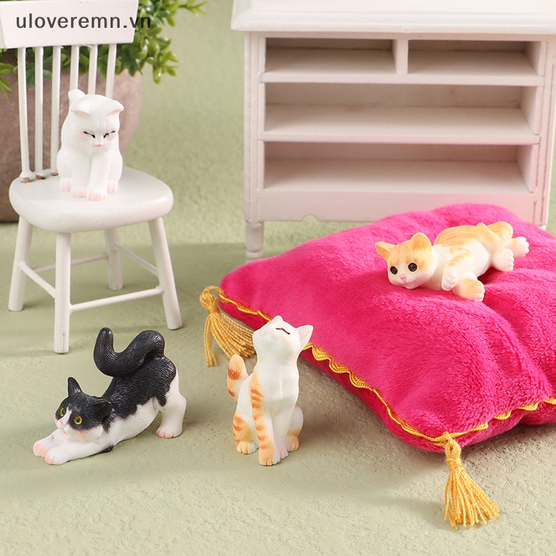 Đồ trang trí Chú Mèo Mini Bằng Nhựa Resin Dễ Thương Trang Trí Nhà Búp Bê