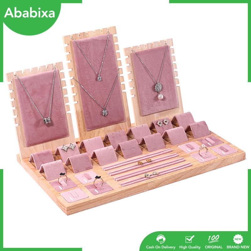 Khay Trưng Bày Trang Sức Bằng Gỗ Màu Hồng Kích Thước 15.3x9.2x9inch