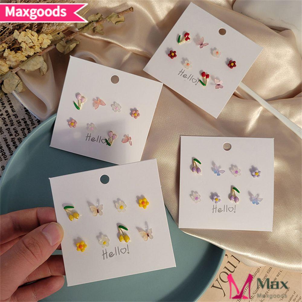 Bộ 8 Bông Tai Hình Hoa &amp; Bướm Lãng Mạn Cho Nữ|Khuyên Tai Nữ Trang Tạo Hình Độc Đáo