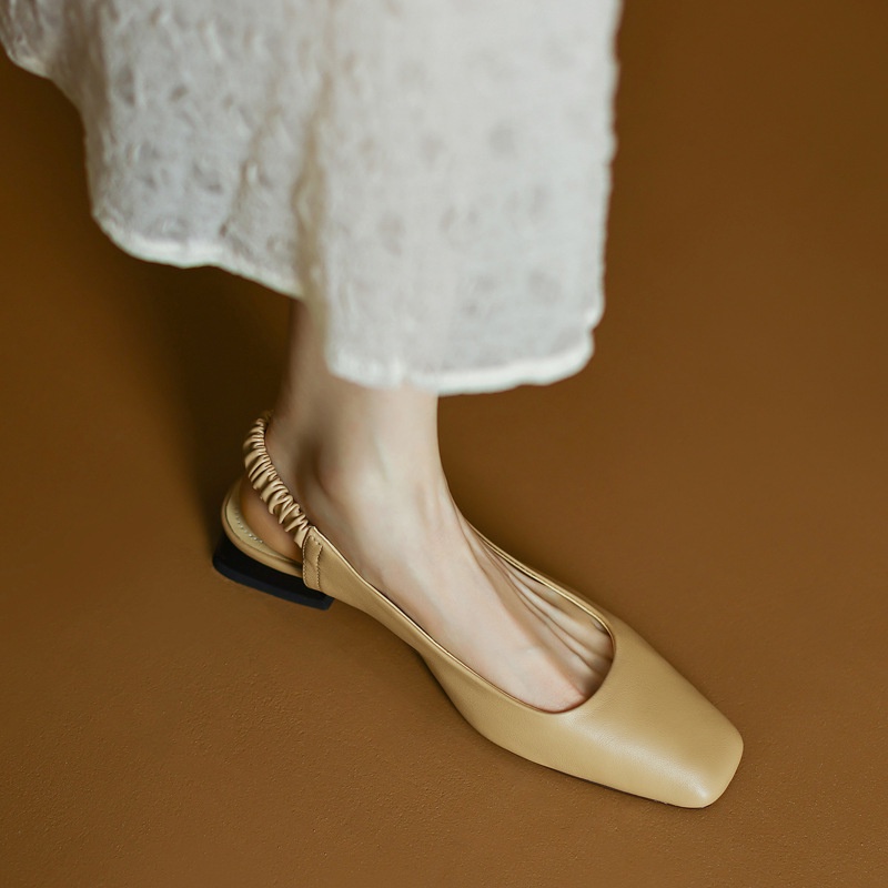 Tóc Thẳng Của Nhà Máy Duoya ~ [Hàng Có Sẵn] Cảm Xúc ~!Giày Sandal Gót Dày Mũi Vuông Hở Ngón Dễ Phối Đồ Thời Trang Cho Nữ