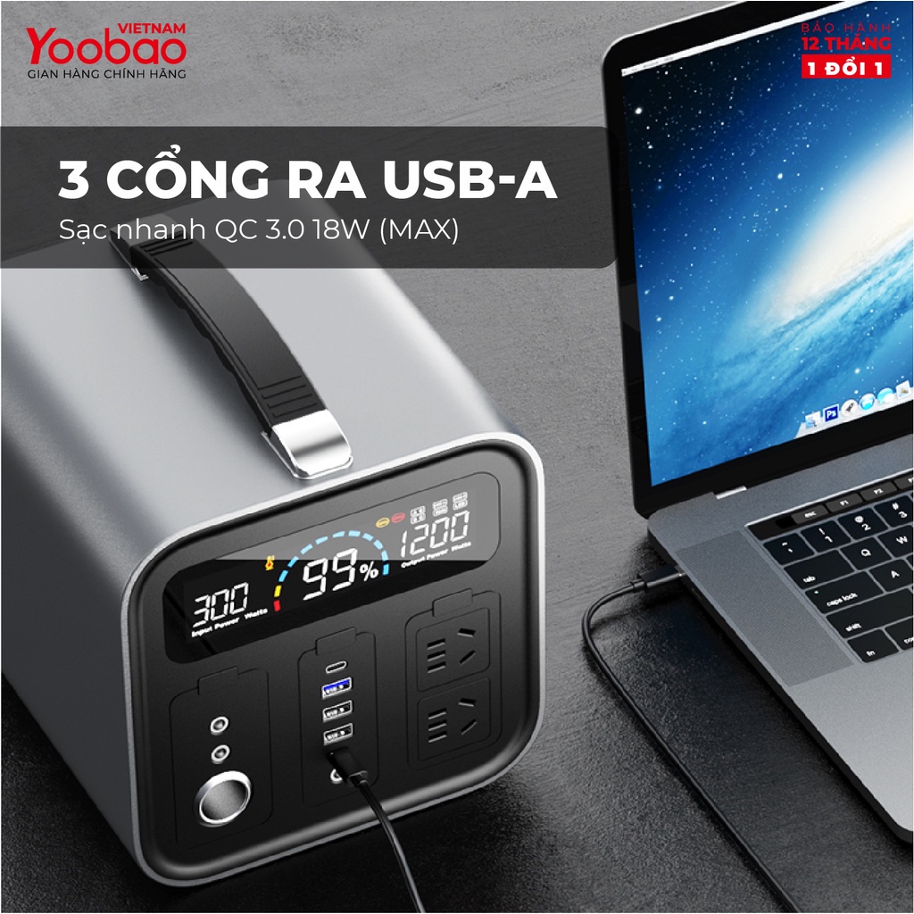 Trạm sạc dự phòng EN600S Dung lượng 135200mAh Sạc nhanh PD60W 220V/600W Màn hình LED Có Tích hợp đèn pin sáng