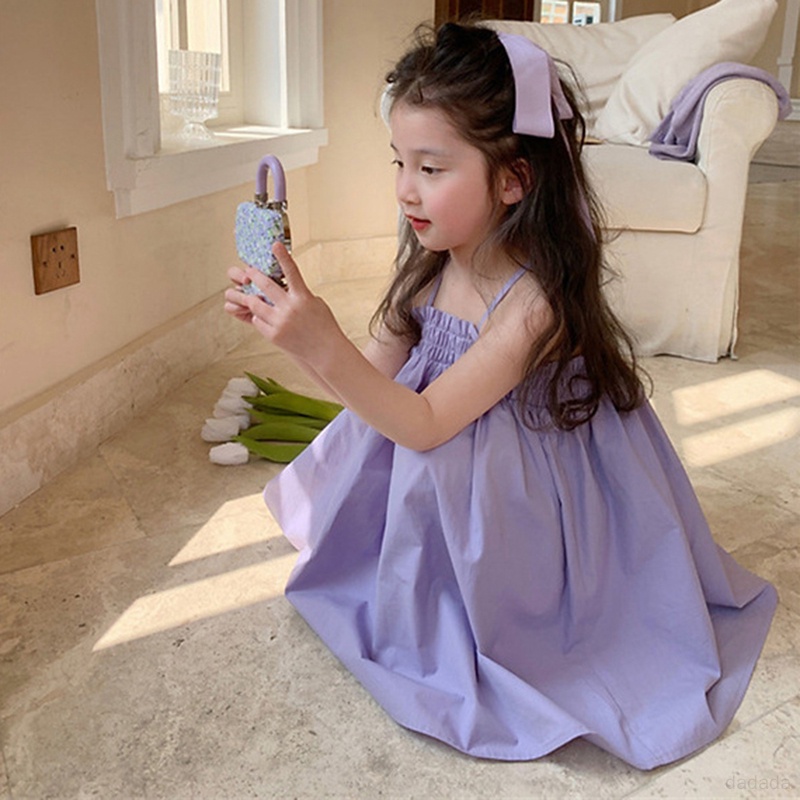 Đầm Hai Dây Mùa Hè Phong Cách Hàn Quốc Cho Bé Gái