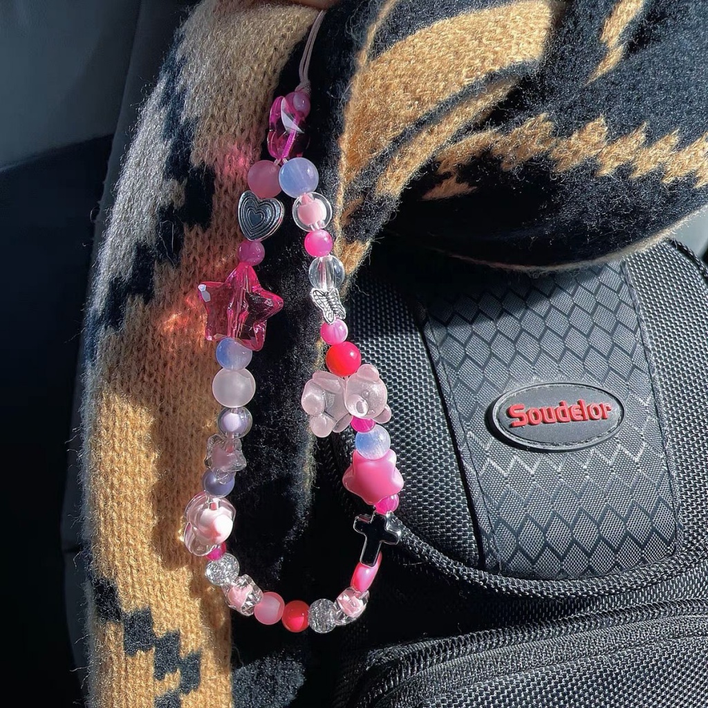 Dây Đeo Điện Thoại / Máy Ảnh CCD Phong Cách Thiên Văn Tự Làm Phối Hạt Cườm Màu Hoa Hồng