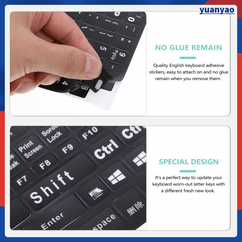 1 Tấm Sticker Dán Bàn Phím Máy Tính Họa Tiết Chữ Cái Tiếng Anh