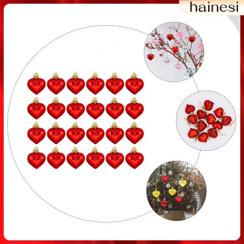 Bộ 24 Trái Tim Bằng Acrylic Trang Trí Giáng Sinh