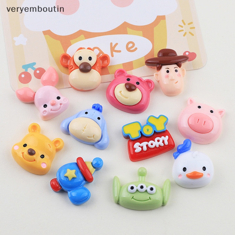 Bộ 10 Phụ Kiện Kẹp Tóc Hình Động Vật Hoạt Hình Bằng Nhựa Resin Lấp Lánh DIY