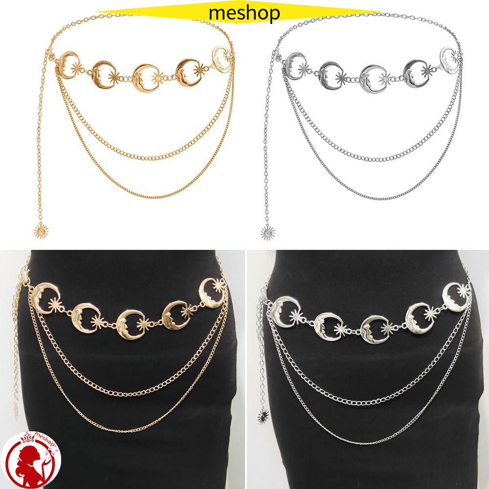 Dây Thắt Lưng Dạng Xích Mặt Trăng Ngôi Sao Phong Cách Punk Thời Trang Cho Nữ