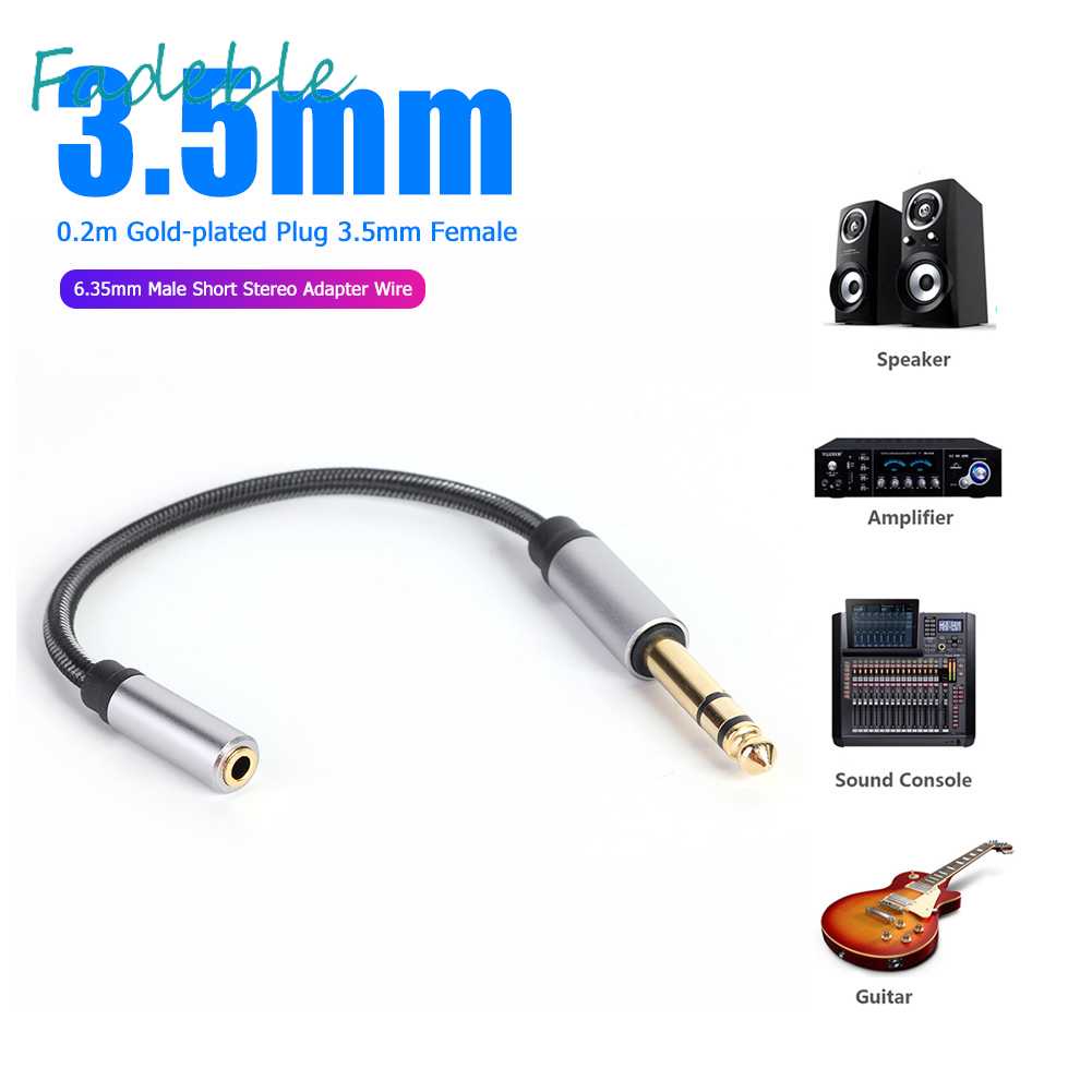 Dây Cáp Âm Thanh 0.2m Mạ Vàng Chuyển Đổi Đầu Cái 3.5mm Sang Đầu Đực 6.35mm